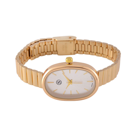 STRADA - Elegante Armbanduhr mit Japanischem Uhrwerk, Stahlsonnenschliff-Zifferblatt und Edelstahlarmband, Reiner Edelstahl, 19 cm, goldfarben