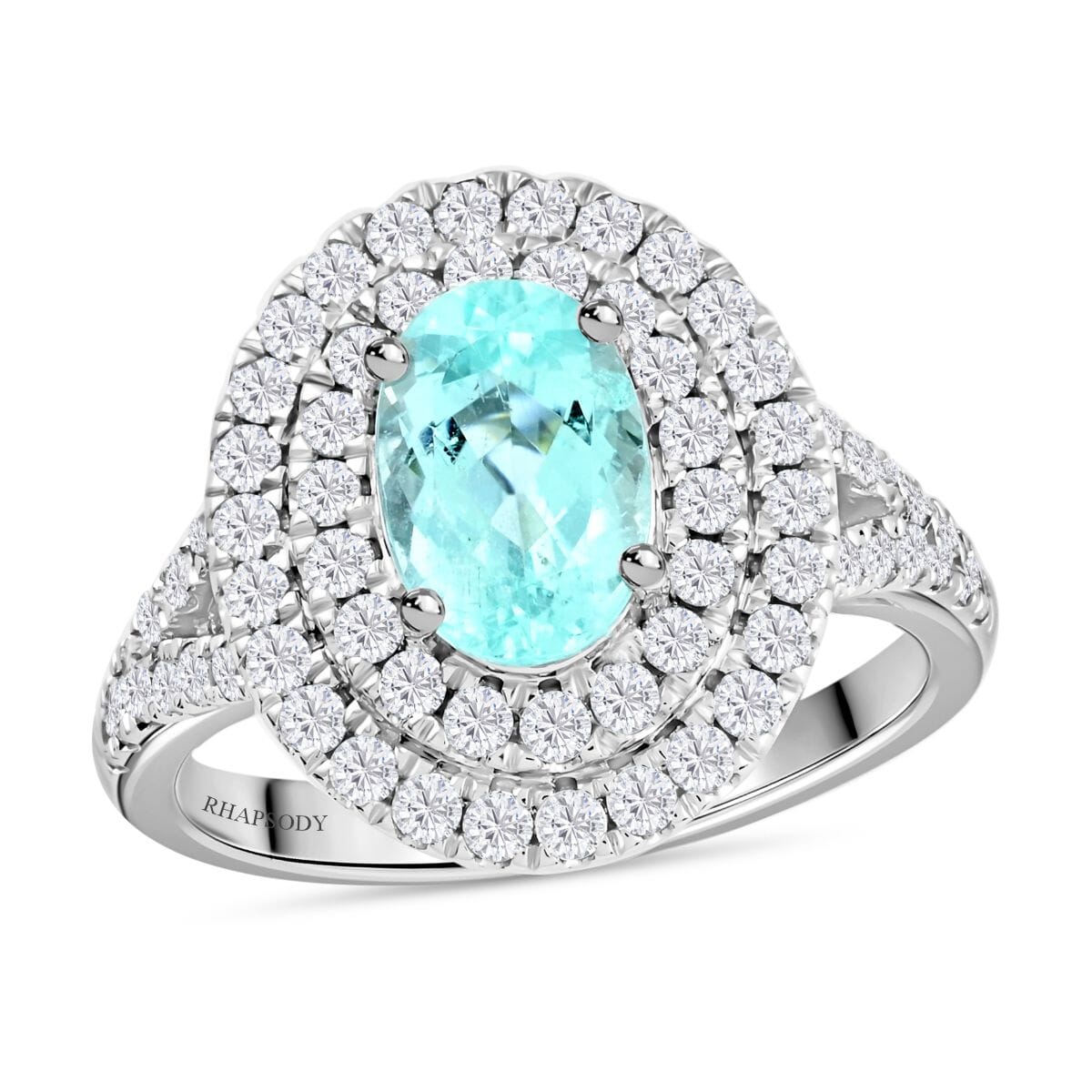 CHAIRMAN VAULT COLLECTION - AAAA Paraiba Turmalin, Weißer Diamant AGI zertifiziert Ring, zertifiziert und geprüft, 950 Platin (Größe 17.00) ca. 2.75 ct