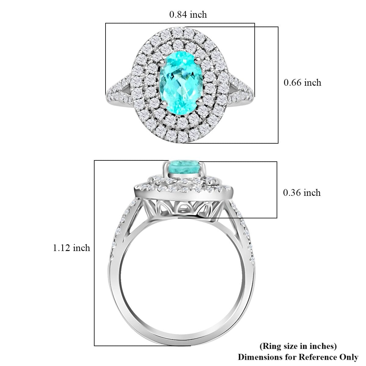CHAIRMAN VAULT COLLECTION - AAAA Paraiba Turmalin, Weißer Diamant AGI zertifiziert Ring, zertifiziert und geprüft, 950 Platin (Größe 17.00) ca. 2.75 ct