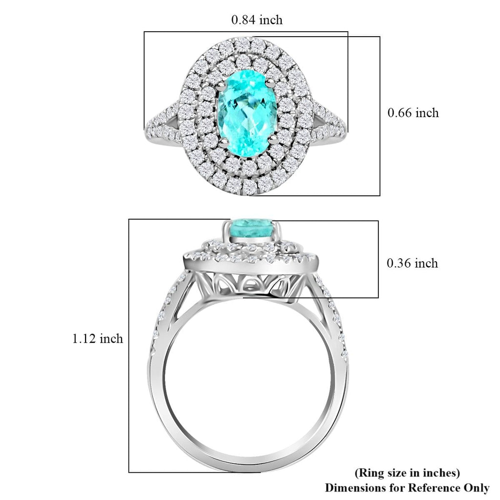 CHAIRMAN VAULT COLLECTION - AAAA Paraiba Turmalin, Weißer Diamant AGI zertifiziert Ring, zertifiziert und geprüft, 950 Platin (Größe 17.00) ca. 2.75 ct