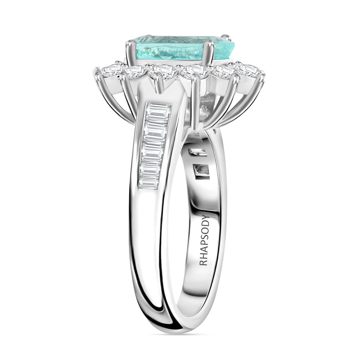 CHAIRMAN VAULT COLLECTION - AAAA Paraiba Turmalin, Weißer Diamant AGI zertifiziert Ring, zertifiziert und geprüft, 950 Platin (Größe 17.00) ca. 3.85 ct