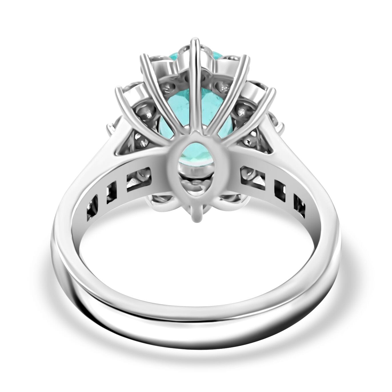 CHAIRMAN VAULT COLLECTION - AAAA Paraiba Turmalin, Weißer Diamant AGI zertifiziert Ring, zertifiziert und geprüft, 950 Platin (Größe 17.00) ca. 3.85 ct