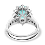 CHAIRMAN VAULT COLLECTION - AAAA Paraiba Turmalin, Weißer Diamant AGI zertifiziert Ring, zertifiziert und geprüft, 950 Platin (Größe 17.00) ca. 3.85 ct