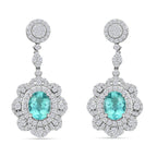 CHAIRMAN VAULT COLLECTION - AAAA Paraiba Turmalin, Weißer Diamant AGI zertifiziert Ohrringe,zertifiziert und geprüft, 950 Platin ca. 5.51 ct