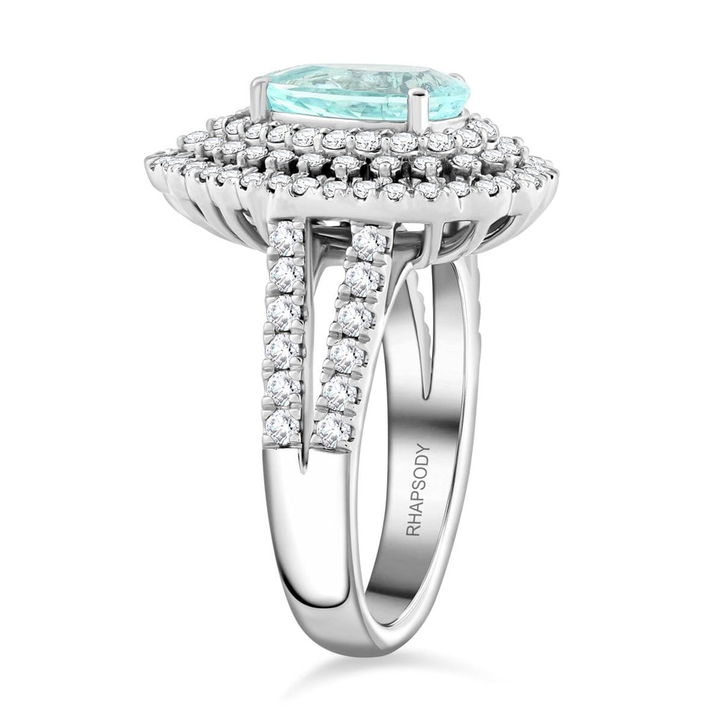 CHAIRMAN VAULT COLLECTION - AAAA Paraiba Turmalin, Weißer Diamant AGI zertifiziert Ring, zertifiziert und geprüft, 950 Platin (Größe 17.00) ca. 4.35 ct