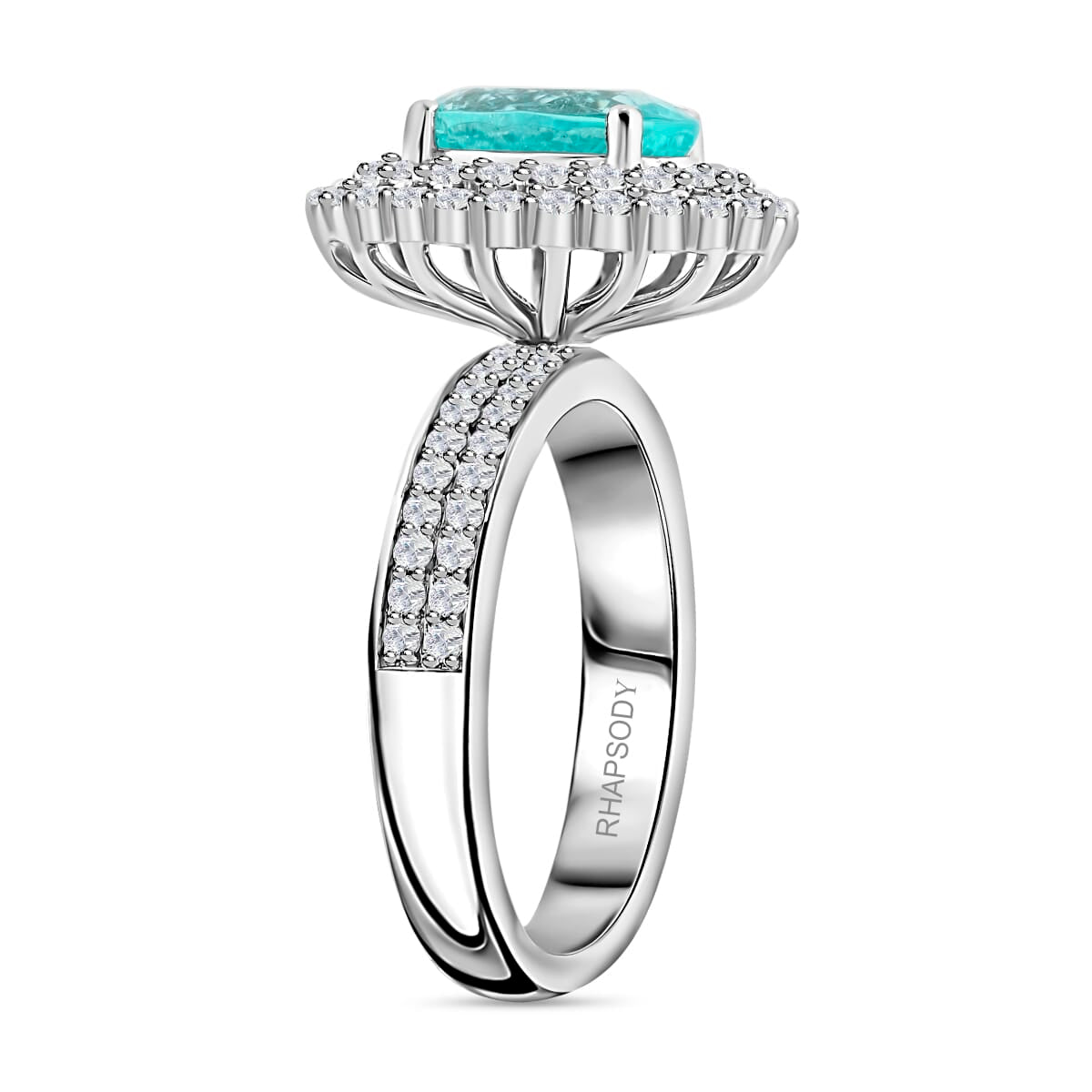 CHAIRMAN VAULT COLLECTION - AAAA Paraiba Turmalin, Weißer Diamant AGI zertifiziert Ring, zertifiziert und geprüft, 950 Platin (Größe 17.00) ca. 3.50 ct