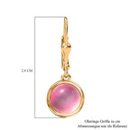 Flamingo Mondstein Ohrringe 925 Silber 750 Gelbgold Vermeil ca. 4.60 ct