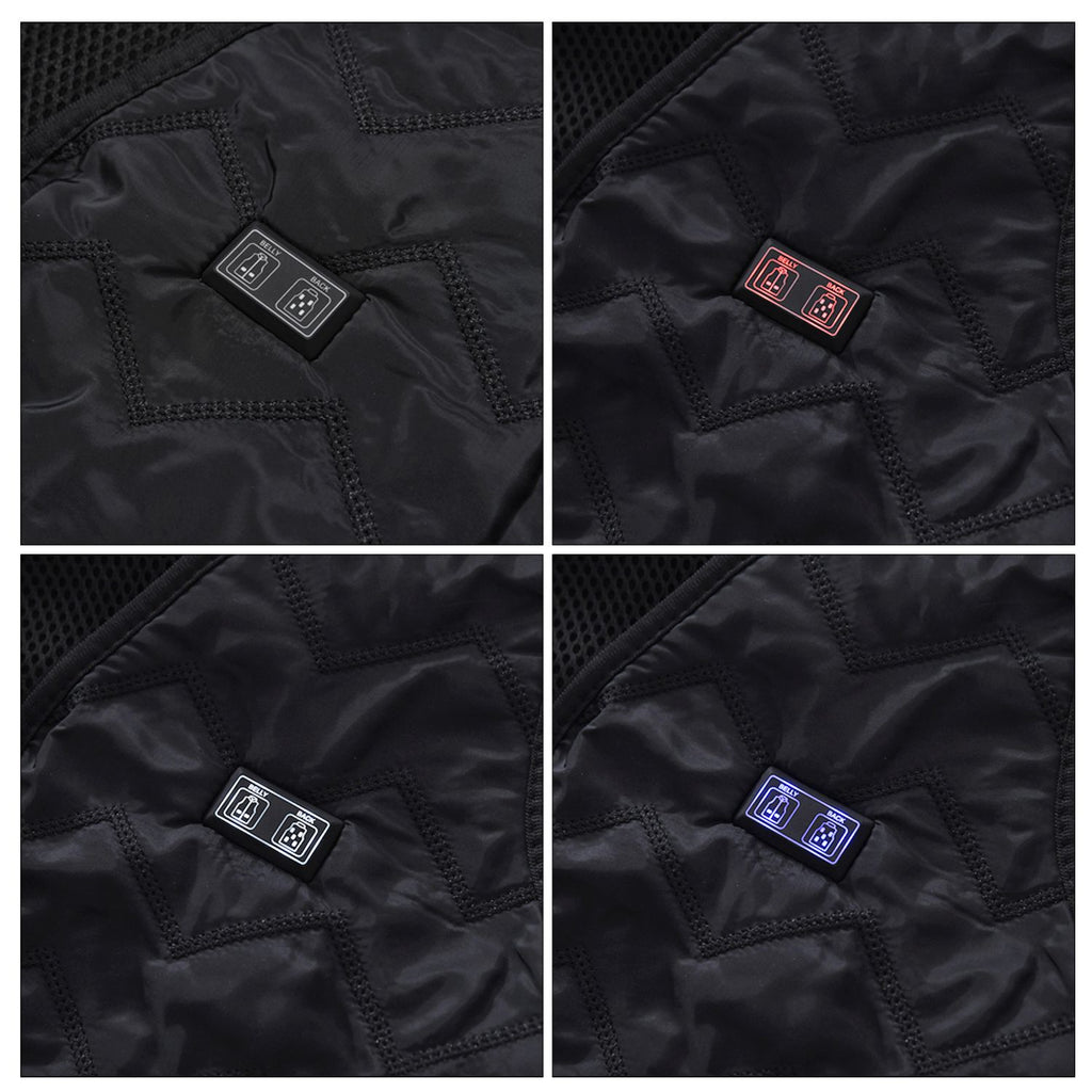 Größenverstellbare Heizweste, 7 Zonen temperaturverstellbar, inkl. 5000 mAh Powerbank, schwarz