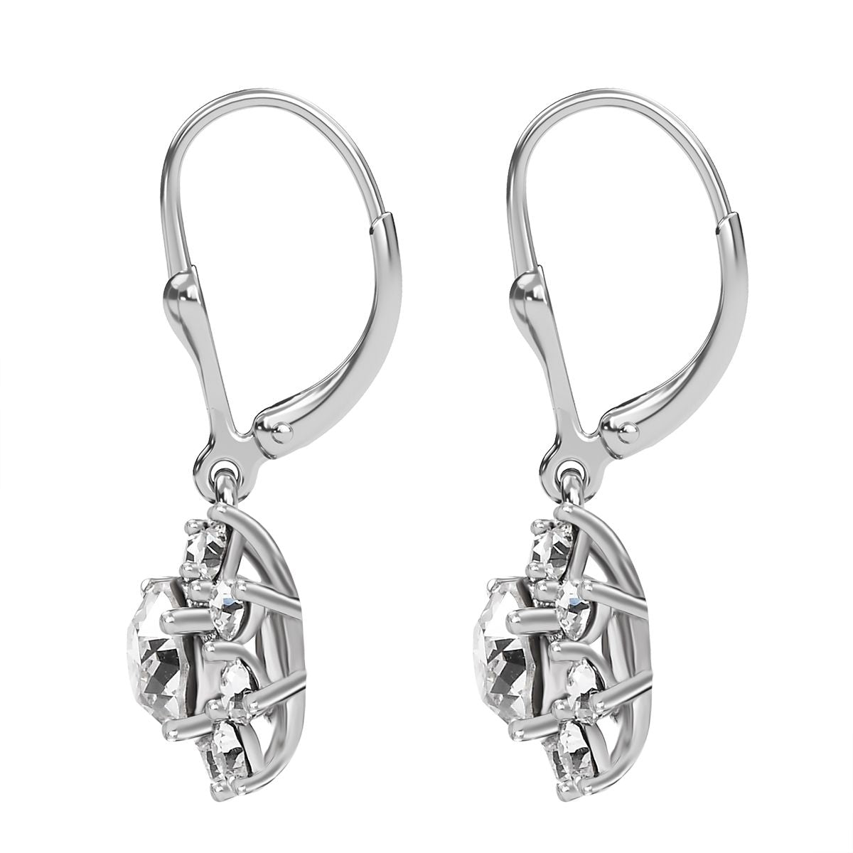 J Francis gefertigt mit SWAROVSKI Weißer Swarovski Kristall Ohrringe 925 Silber platiniert 2.61 ct