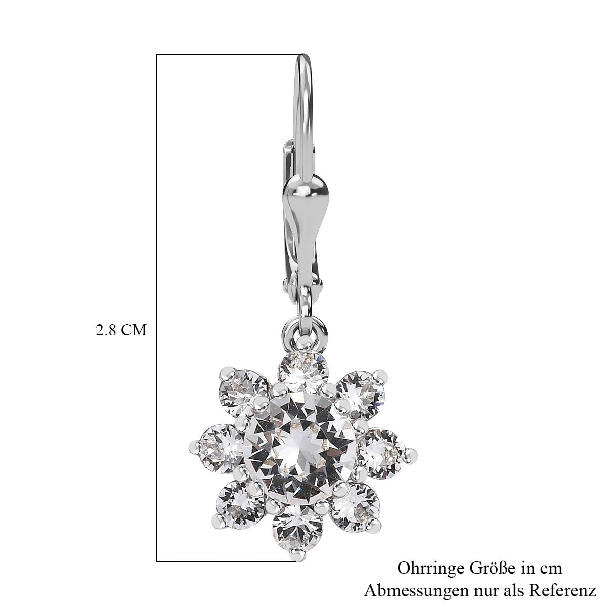 J Francis gefertigt mit SWAROVSKI Weißer Swarovski Kristall Ohrringe 925 Silber platiniert 2.61 ct