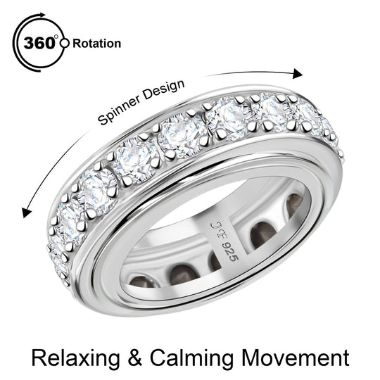 J Francis gefertigt mit SWAROVSKI Weißer Swarovski Kristall Ring 925 Silber rhodiniert (Größe 17.00) (8-10 Tagen Lieferzeit)