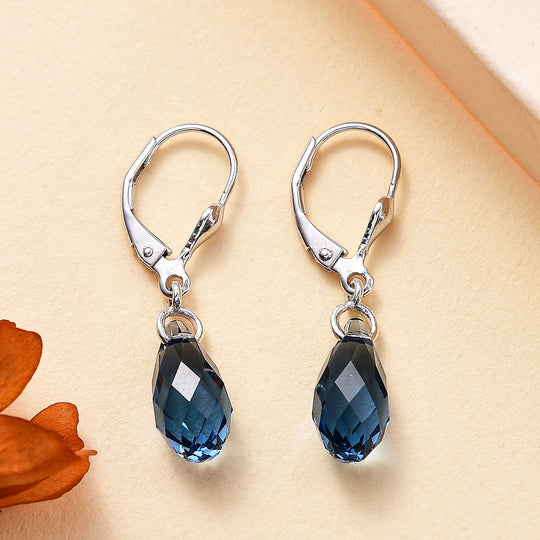 J Francis J Francis gefertigt mit SWAROVSKI Denim Blau Swarovski Kristall Ohrringe 925 Silber platiniert