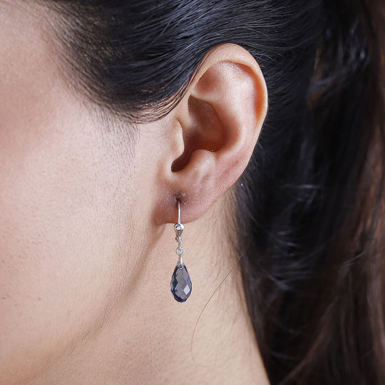J Francis J Francis gefertigt mit SWAROVSKI Denim Blau Swarovski Kristall Ohrringe 925 Silber platiniert