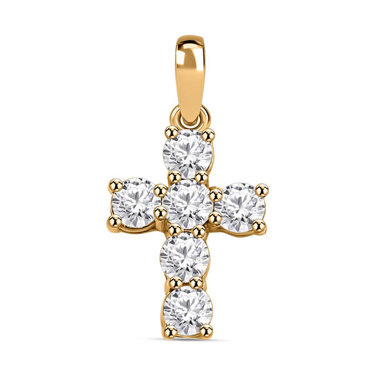 J Francis J Francis gefertigt mit SWAROVSKI Weißer Swarovski Kristall Anhänger 925 Silber vergoldet
