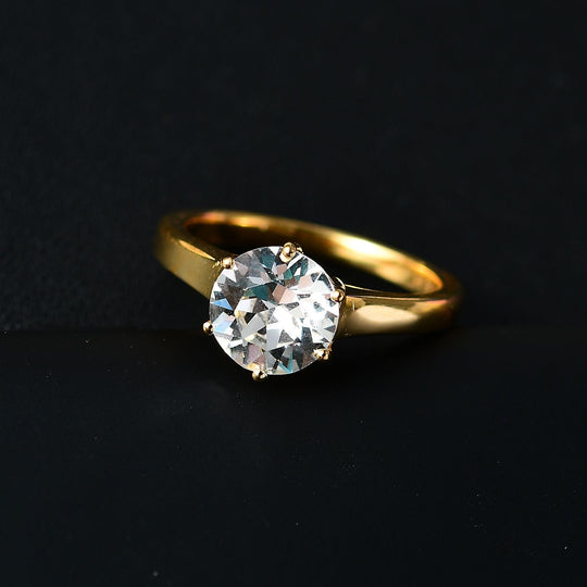 J Francis gefertigt mit SWAROVSKI - Weißer Kristall Ring 925 Silber 750 Gelbgold Vermeil 1.78 ct