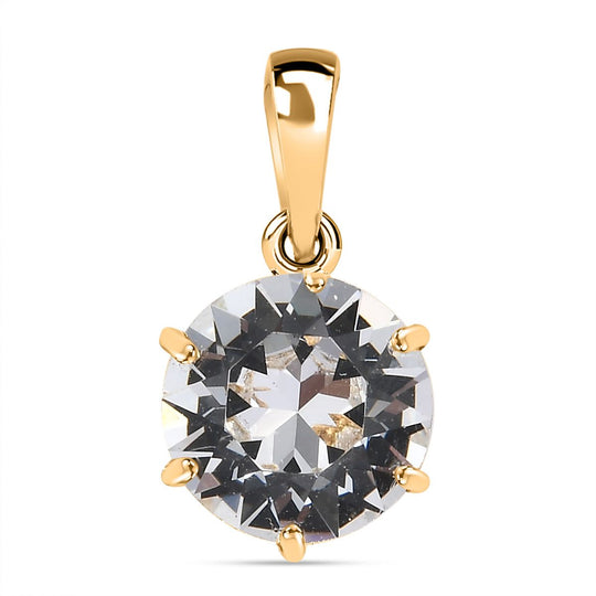 J Francis gefertigt mit SWAROVSKI Weißer Kristall Anhänger 925 Silber 750 Gelbgold Vermeil