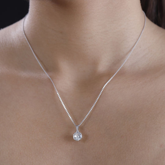 J Francis gefertigt mit SWAROVSKI Weißer Kristall Anhänger 925 Silber 750 Gelbgold Vermeil