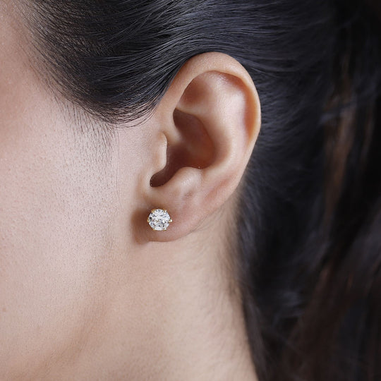 J Francis gefertigt mit Swarovski Weißer Kristall Ohrringe 925 Silber 750 Gelbgold Vermeil