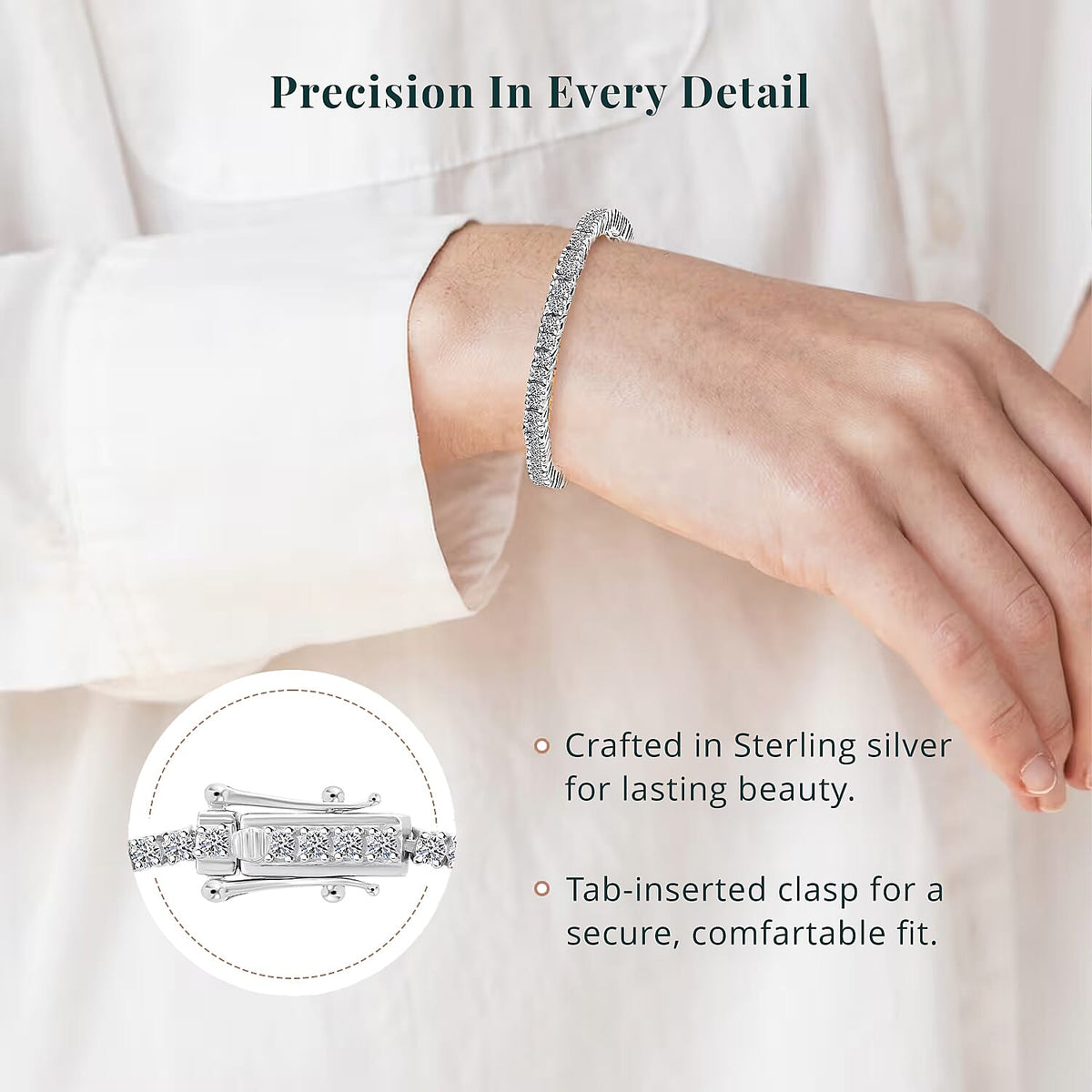 LUXURIANT DIAMOND - Lab Grown Diamant SI Armband ca. 18.5 cm 925 Silber Platiniert (10-15 Werktage Lieferzeit) ca. 2.00 ct