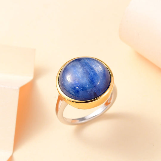 Kyanit Ring 925 Silber platiniert und vergoldet ca. 14,91 ct