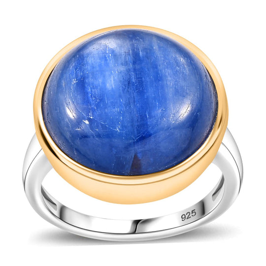Kyanit Ring 925 Silber platiniert und vergoldet ca. 14,91 ct