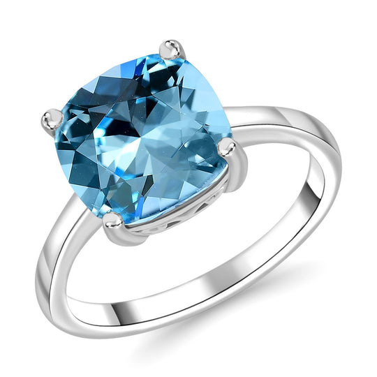 J Francis gefertigt mit SWAROVSKI Aquamarin Kristall Ring 925 Silber platiniert