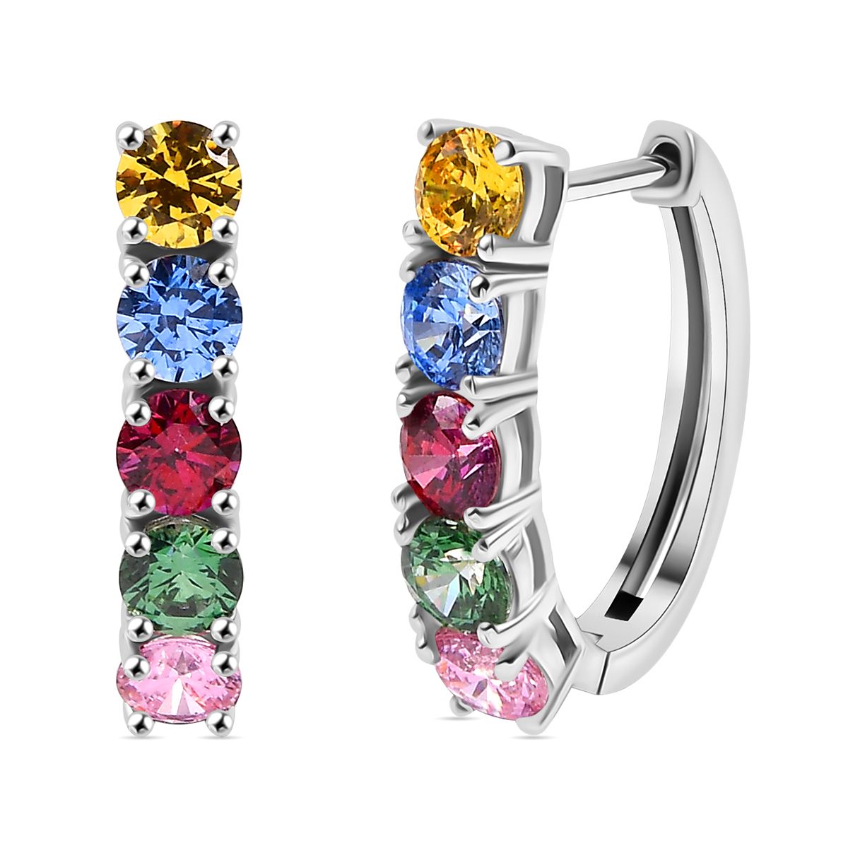 Multi-Saphir Farbener Zirkonia Ohrringe 925 Silber rhodiniert 4.57 ct