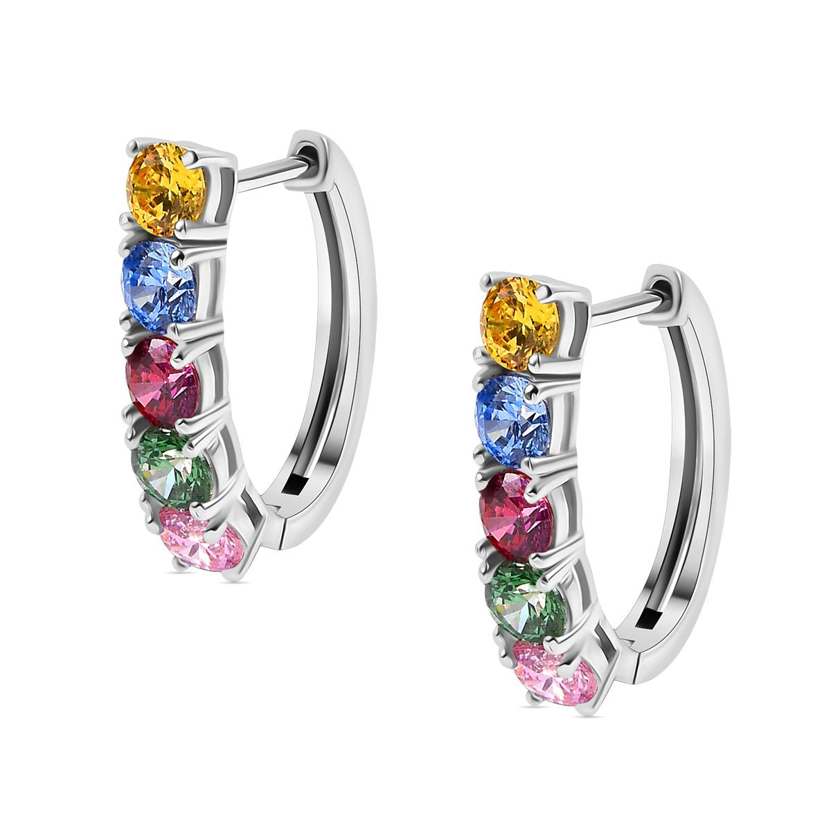 Multi-Saphir Farbener Zirkonia Ohrringe 925 Silber rhodiniert 4.57 ct