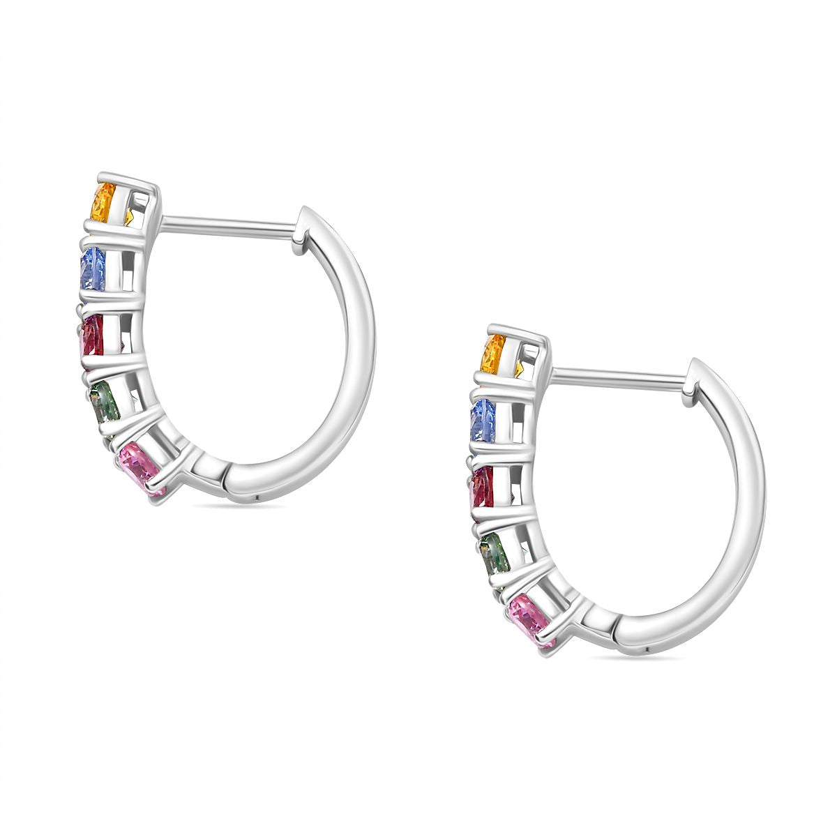 Multi-Saphir Farbener Zirkonia Ohrringe 925 Silber rhodiniert 4.57 ct