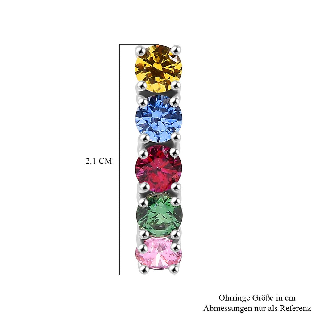 Multi-Saphir Farbener Zirkonia Ohrringe 925 Silber rhodiniert 4.57 ct