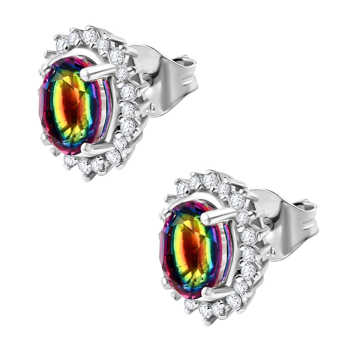 Nebel Quarz, Weißer Zirkon Ohrringe 925 Silber rhodiniert ca. 2.34 ct