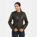 LA MAREY: Motorradjacke aus 100% Lammleder, fallendes Revers, Schwarz 