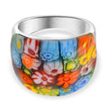 Mehrfarbiges Murano-Stil Glas Ring 316L Edelstahl (Größe 17.00)