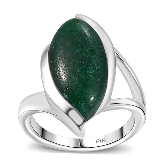 Grüner Aventurin Ring Messing platiniert (Größe 18.00) ca. 8,02 ct