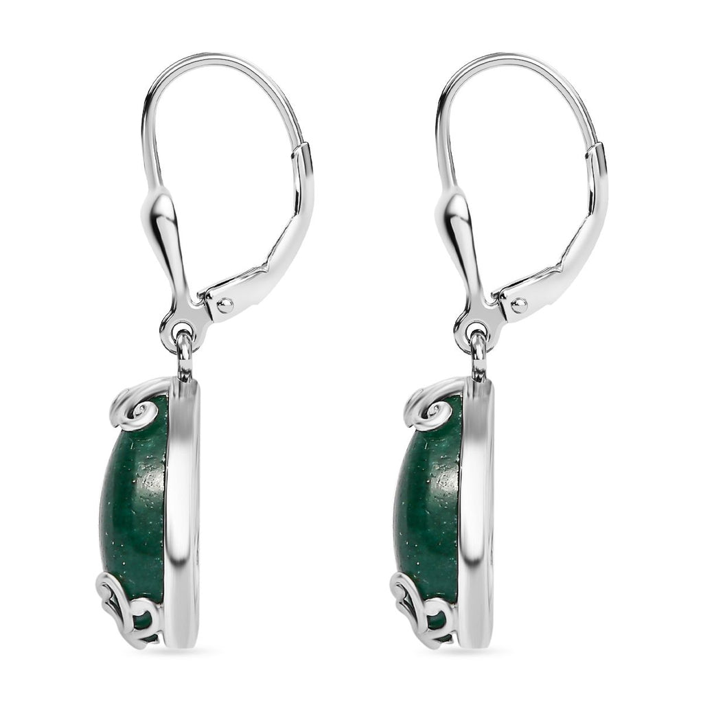 Grüner Aventurin Ohrringe 925 Silber platiniert ca. 5.89 ct