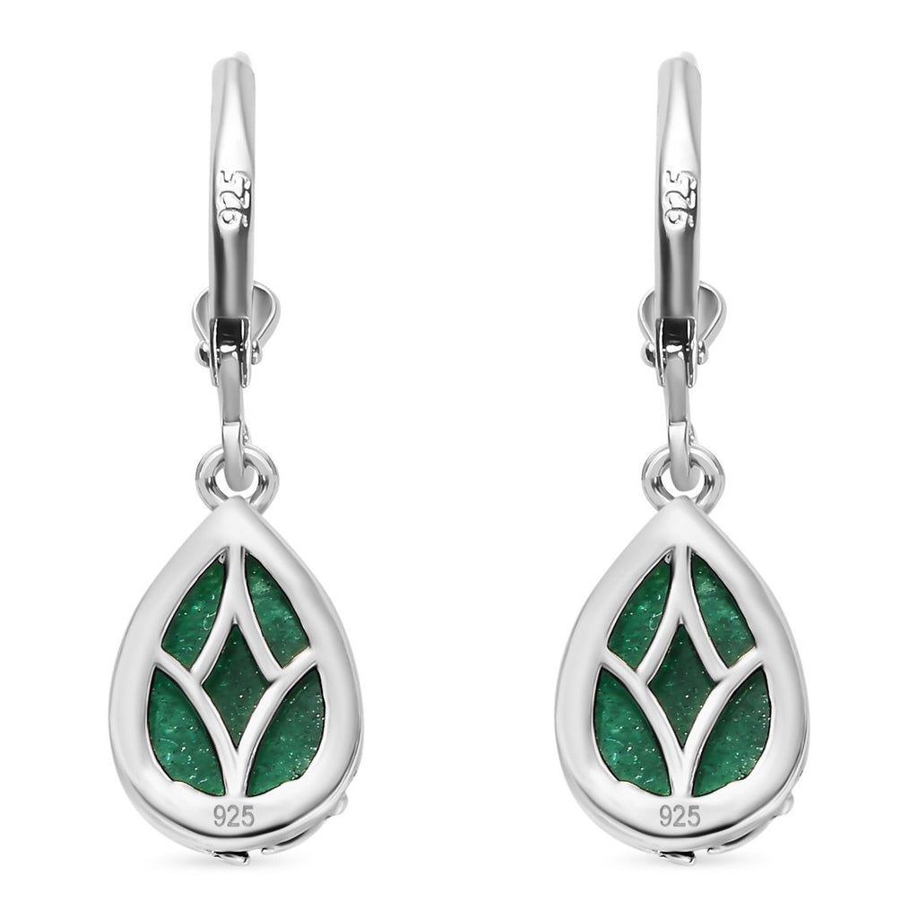 Grüner Aventurin Ohrringe 925 Silber platiniert ca. 5.89 ct