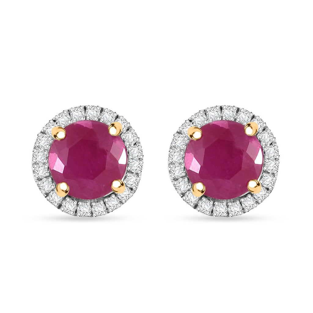 LUXORO zertifizierte und geprüfte AAA Taveta Rubin und i2 Diamant Halo Ohrringe in 417 Gold - 2,40 ct.