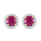 LUXORO zertifizierte und geprüfte AAA Taveta Rubin und i2 Diamant Halo Ohrringe in 417 Gold - 2,40 ct.