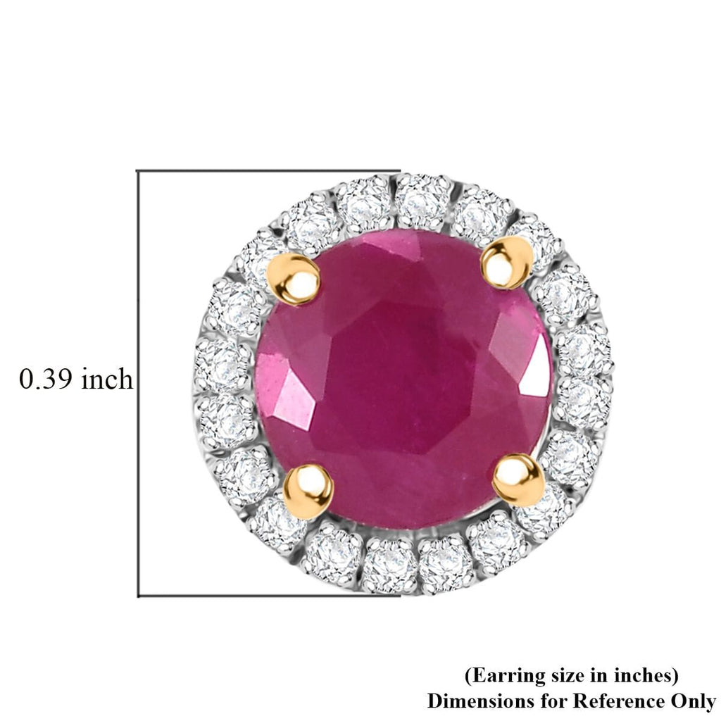 LUXORO zertifizierte und geprüfte AAA Taveta Rubin und i2 Diamant Halo Ohrringe in 417 Gold - 2,40 ct.