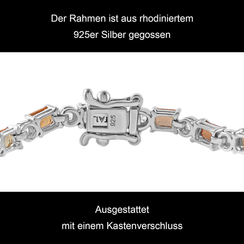 Regenbogen Saphir, Weißes Zirkon Armband ca. 19 cm 925 Silber rhodiniert ca. 7.98 ct