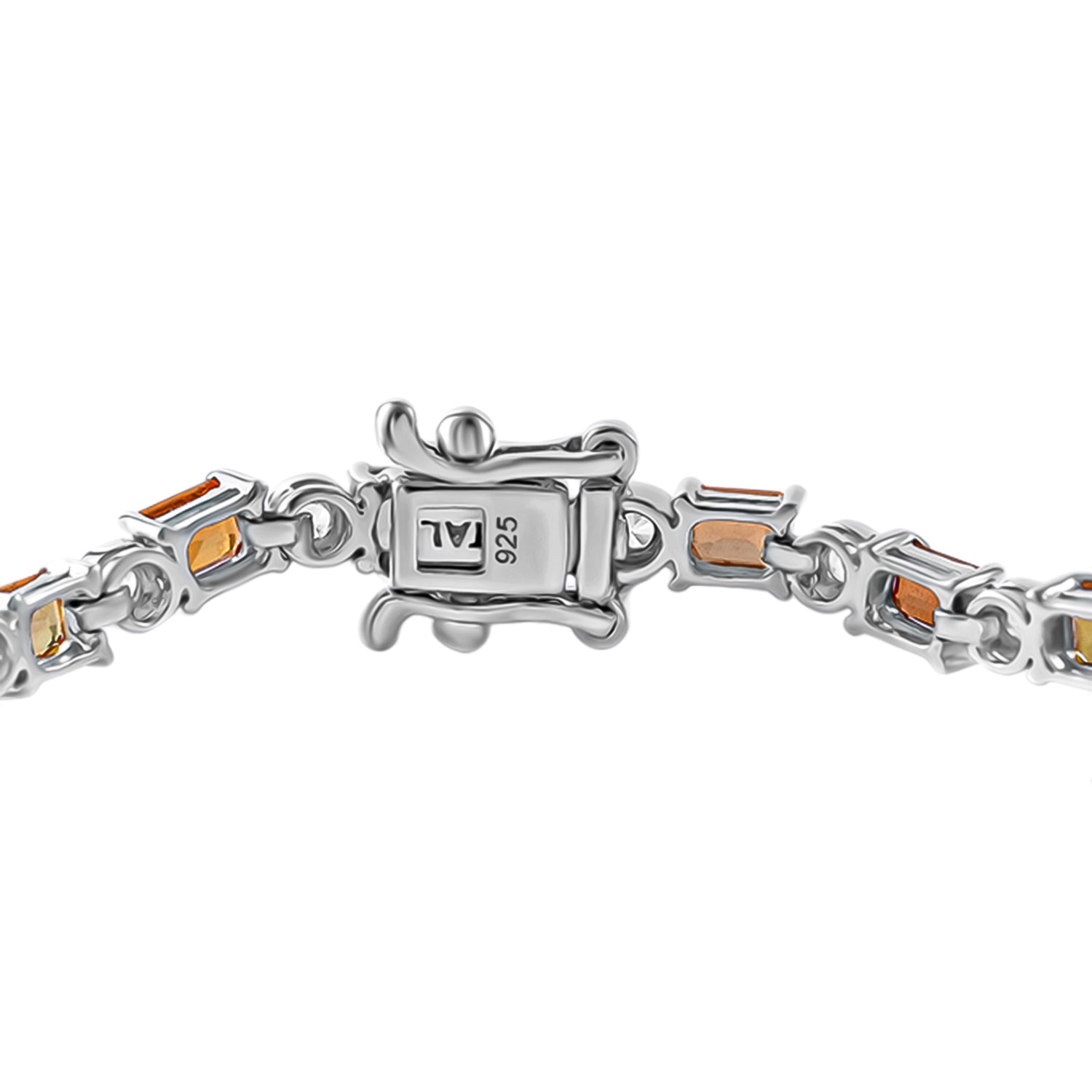 Regenbogen Saphir, Weißes Zirkon Armband ca. 19 cm 925 Silber rhodiniert ca. 7.98 ct