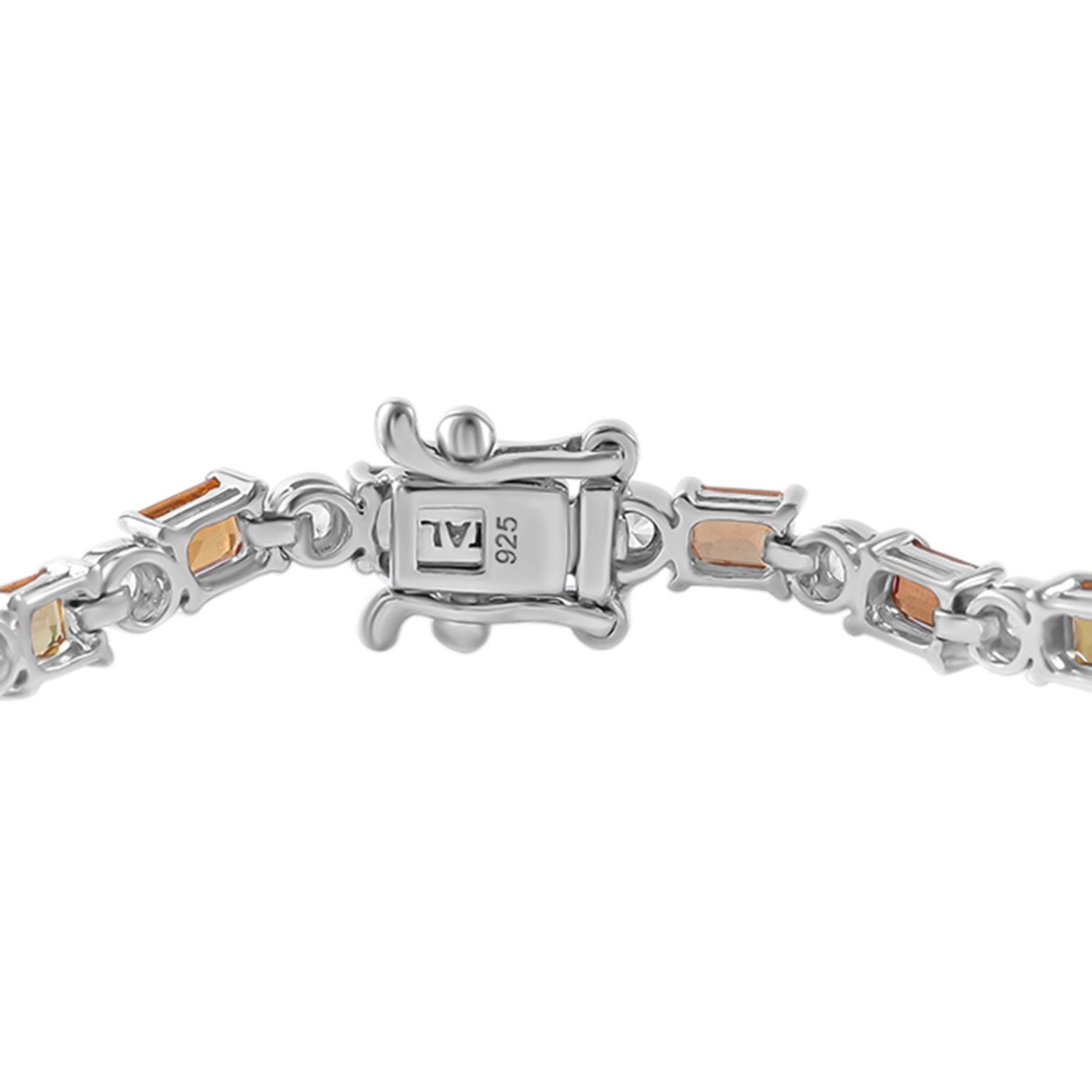 Regenbogen Saphir, Weißes Zirkon Armband ca. 19 cm 925 Silber rhodiniert ca. 7.98 ct