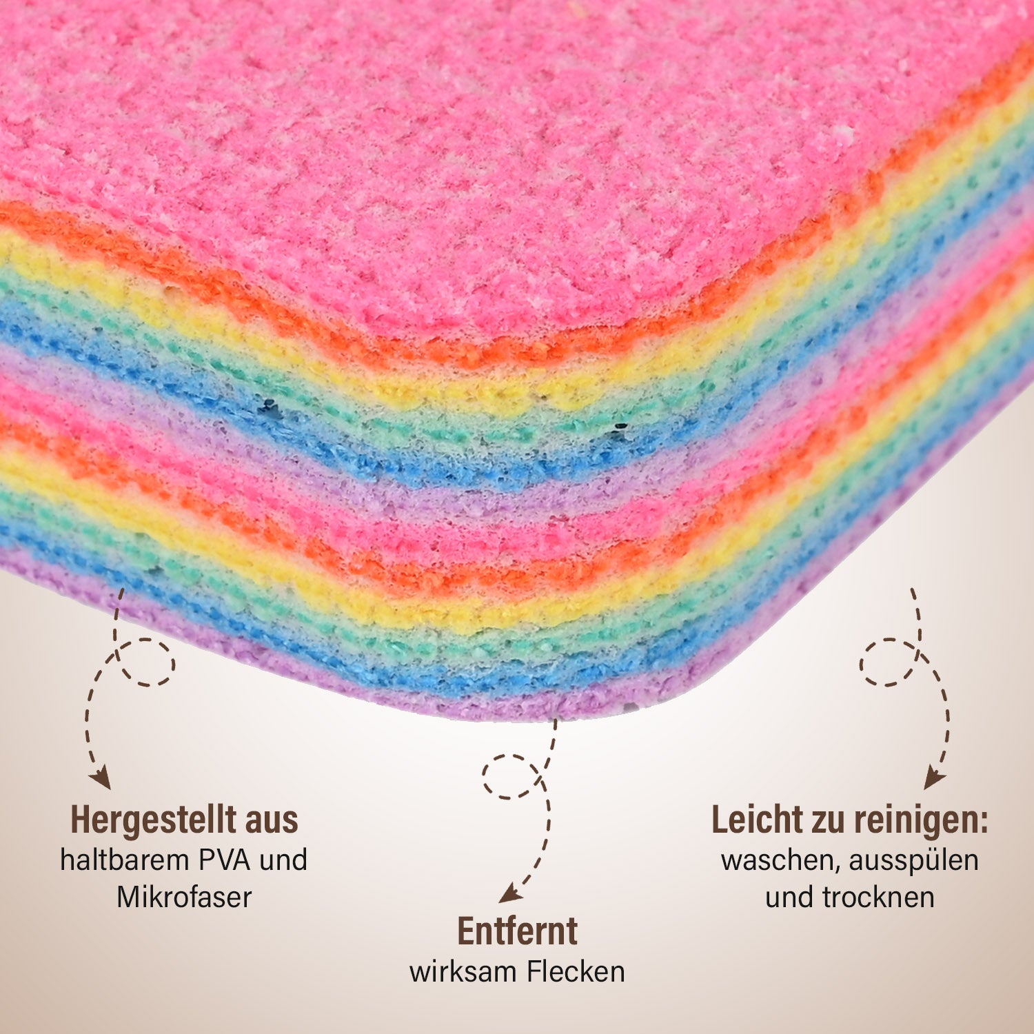 4er-Set Regenbogen-Putztücher, 12-Schicht Mikrofaser-Schwammblock, wiederverwendbar und saugstark