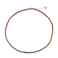 Regenbogen Saphir - AA Blauer Saphir, Rosa Saphir Halskette ca. 45 cm 925 Silber rhodiniert ca. 22.96 ct