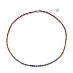 Regenbogen Saphir - AA Blauer Saphir, Rosa Saphir Halskette ca. 45 cm 925 Silber rhodiniert ca. 22.96 ct