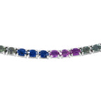 Regenbogen Saphir - AA Blauer Saphir, Rosa Saphir Halskette ca. 45 cm 925 Silber rhodiniert ca. 22.96 ct