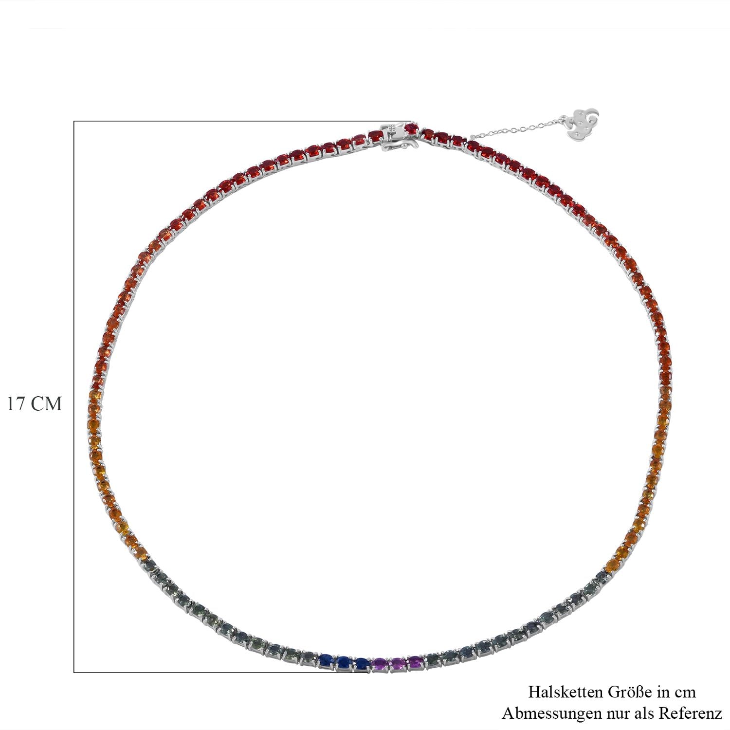 Regenbogen Saphir - AA Blauer Saphir, Rosa Saphir Halskette ca. 45 cm 925 Silber rhodiniert ca. 22.96 ct