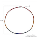 Regenbogen Saphir - AA Blauer Saphir, Rosa Saphir Halskette ca. 45 cm 925 Silber rhodiniert ca. 22.96 ct