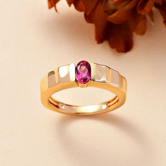 Lab Grown Roter Smaragd (Beryll) Ring 925 Silber 750 Gelbgold Vermeil (Größe 20.00) ca. 0.45 ct