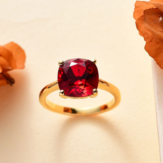 J Francis gefertigt mit SWAROVSKI Siam Farbe Kristall Ring 925 Silber vergoldet
